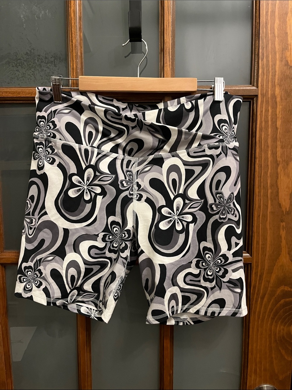 SO Black and White Floral-Print Bike Shorts
